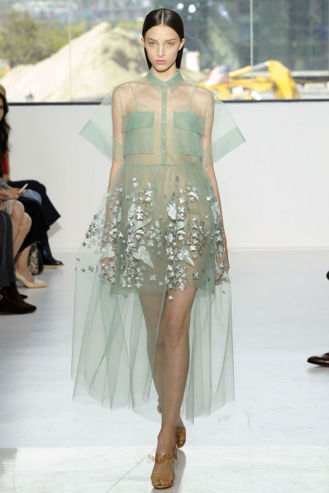 Delpozo-inspired by marine wild life, with it's achingly lovely mint green embellished shirt dress.